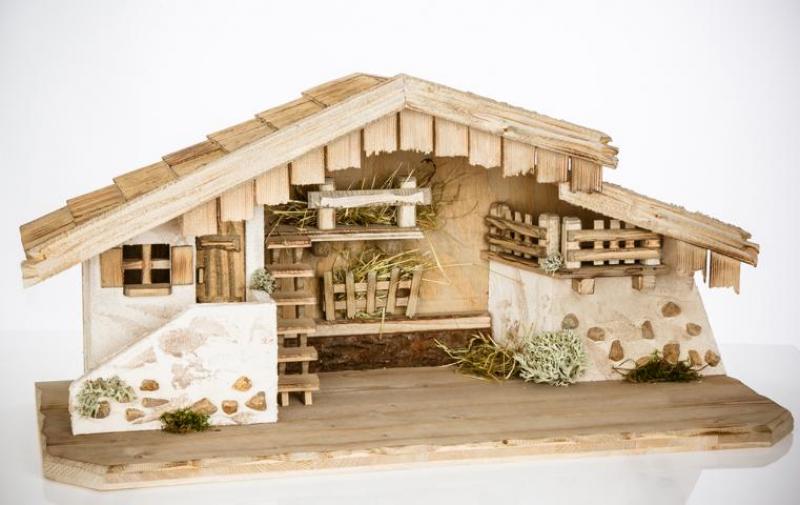 Weihnachtskrippe (W3) Krippenstall groß + Figuren